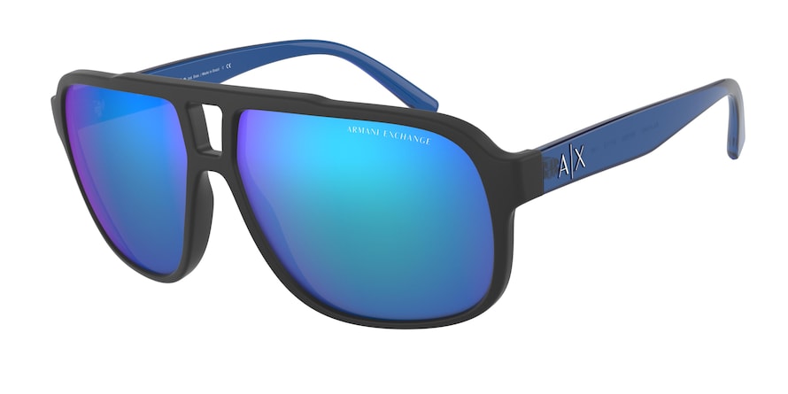 Exchange Armani AX4104S Rectangle Sunglasses  807825-MATTE BLACK 61-13-140 - Color Map black