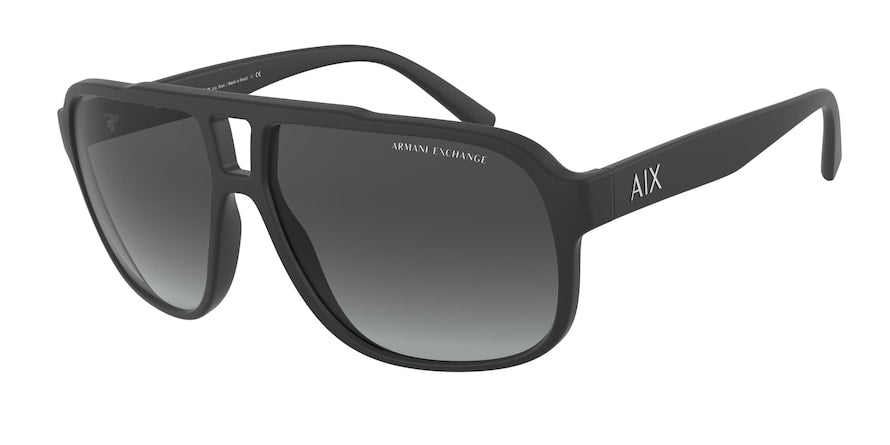 Exchange Armani AX4104S Rectangle Sunglasses  80788G-MATTE BLACK 61-13-140 - Color Map black