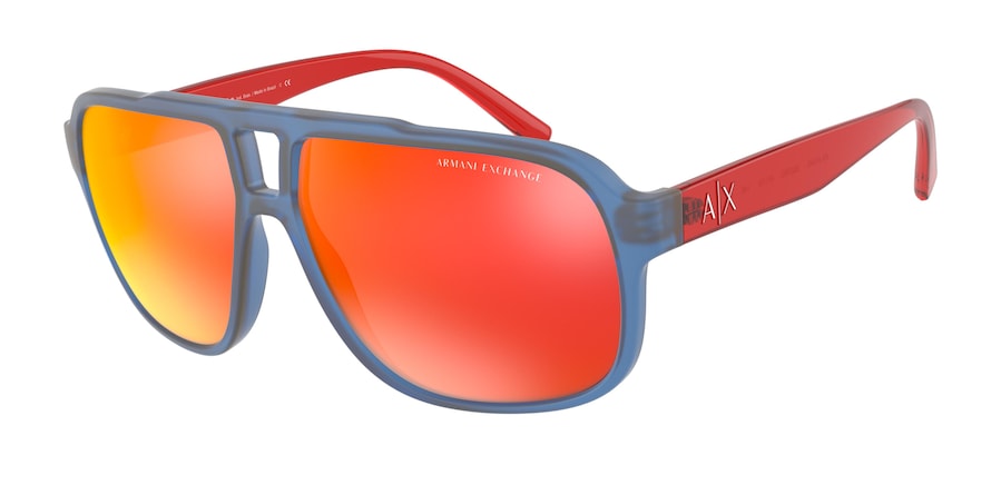 Exchange Armani AX4104S Rectangle Sunglasses  83276Q-MATTE BLUE 61-13-140 - Color Map blue