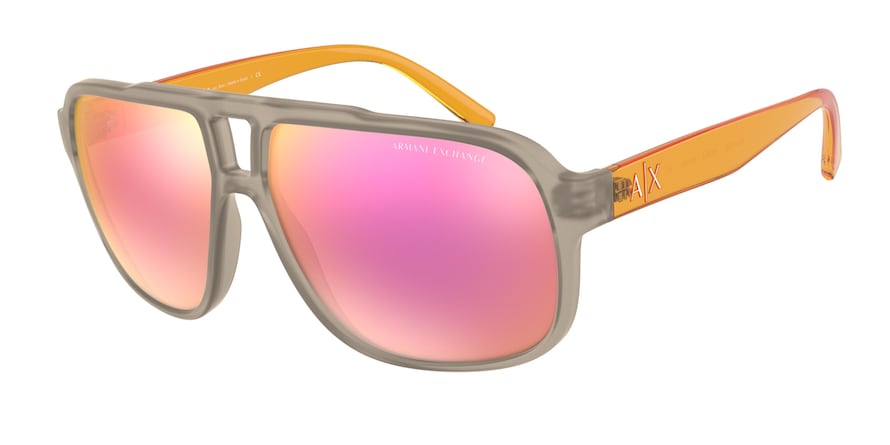 Exchange Armani AX4104S Rectangle Sunglasses  8328F6-MATTE  GREY 61-13-140 - Color Map grey