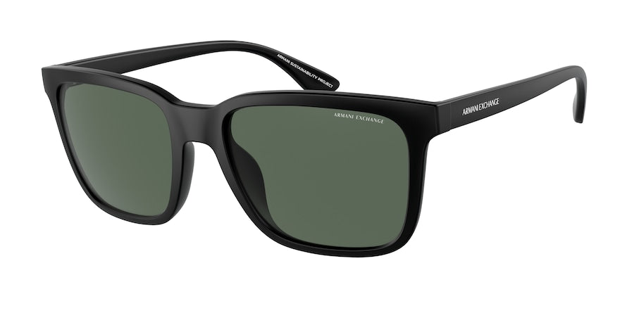 Exchange Armani AX4112SU Rectangle Sunglasses  807871-MATTE BLACK 55-19-145 - Color Map black