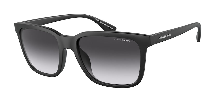 Exchange Armani AX4112SU Rectangle Sunglasses  80788G-MATTE BLACK 55-19-145 - Color Map black