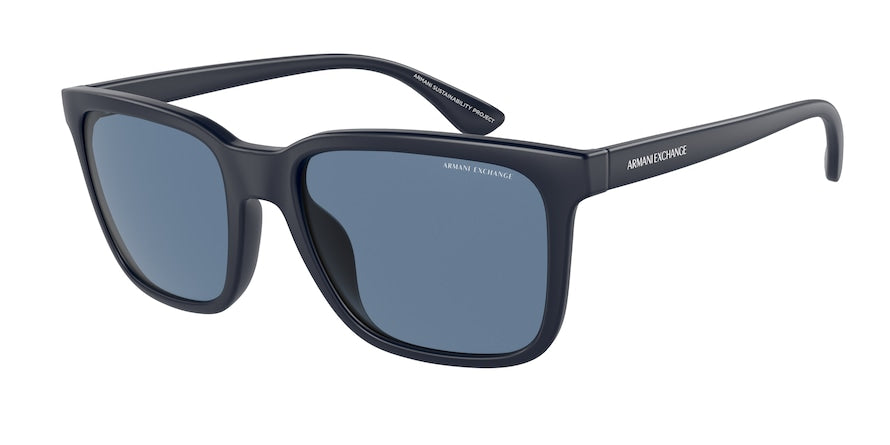 Exchange Armani AX4112SU Rectangle Sunglasses  818180-MATTE BLUE 55-19-145 - Color Map blue