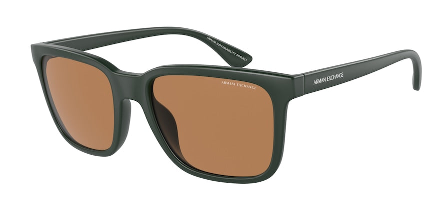 Exchange Armani AX4112SU Rectangle Sunglasses  827273-MATTE GREEN 55-19-145 - Color Map green
