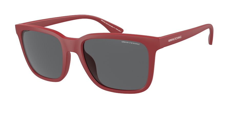 Exchange Armani AX4112SU Rectangle Sunglasses  827487-MATTE RED 55-19-145 - Color Map red