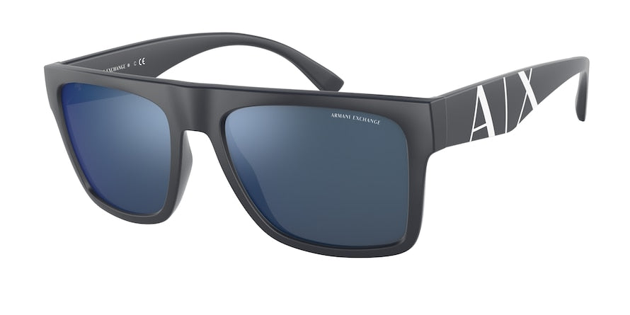 Exchange Armani AX4113SF Rectangle Sunglasses  818155-MATTE BLUE 55-18-145 - Color Map blue