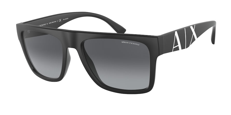 Exchange Armani AX4113S Rectangle Sunglasses  8078T3-MATTE BLACK 55-18-145 - Color Map black