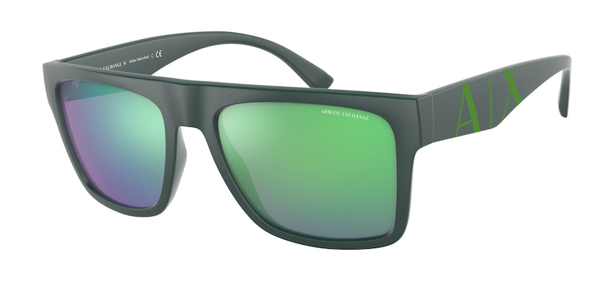Exchange Armani AX4113S Rectangle Sunglasses  83103R-MATTE GREEN 55-18-145 - Color Map green