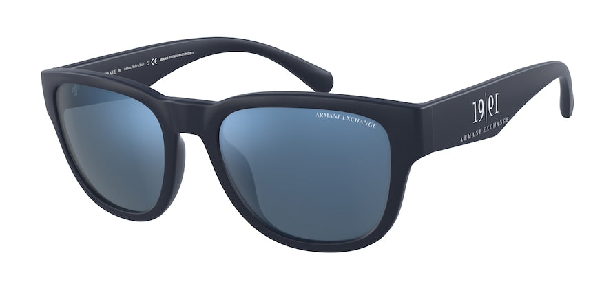 Exchange Armani AX4115SU Pillow Sunglasses  818155-MATTE BLUE 54-19-145 - Color Map blue