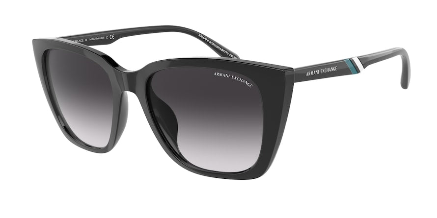 Exchange Armani AX4116SU Butterfly Sunglasses  81588G-SHINY BLACK 53-18-140 - Color Map black