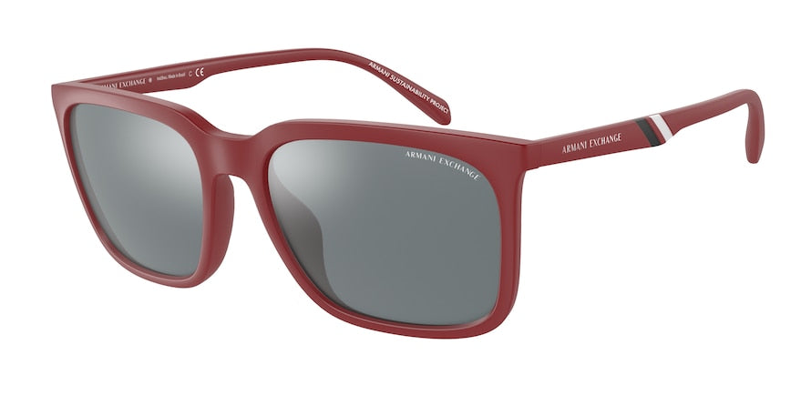 Exchange Armani AX4117SU Rectangle Sunglasses  80986G-MATTE RED 57-18-145 - Color Map red