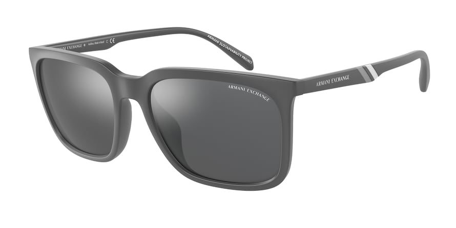 Exchange Armani AX4117SU Rectangle Sunglasses  81806G-MATTE GRAY 57-18-145 - Color Map grey