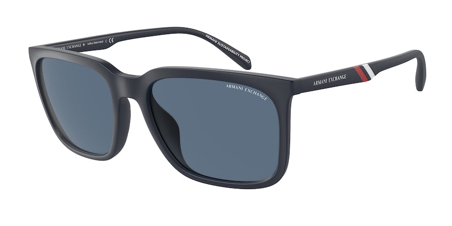 Exchange Armani AX4117SU Rectangle Sunglasses  818180-MATTE BLUE 57-18-145 - Color Map blue