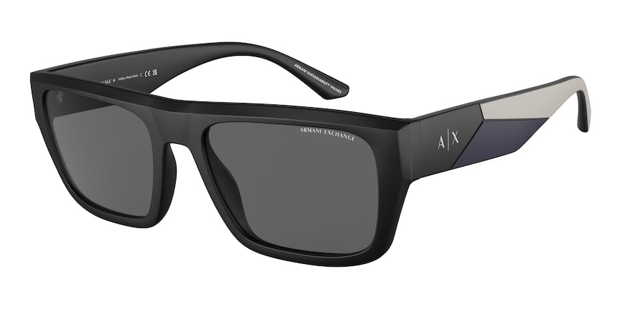 Exchange Armani AX4124SU Rectangle Sunglasses  807887-MATTE BLACK 56-19-145 - Color Map black