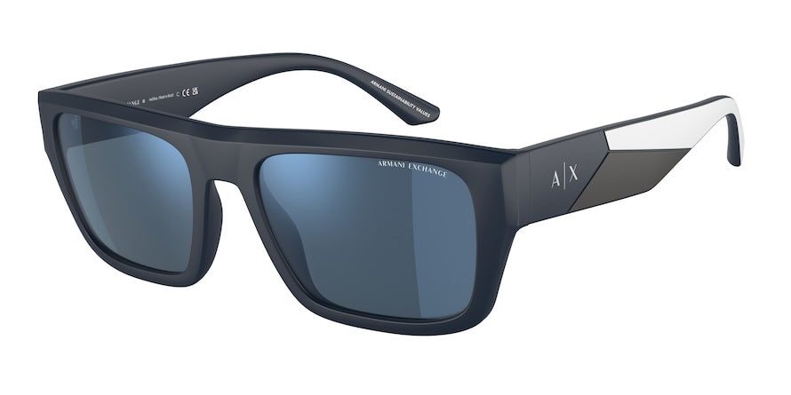 Exchange Armani AX4124SU Rectangle Sunglasses  818155-MATTE BLUE 56-19-145 - Color Map blue