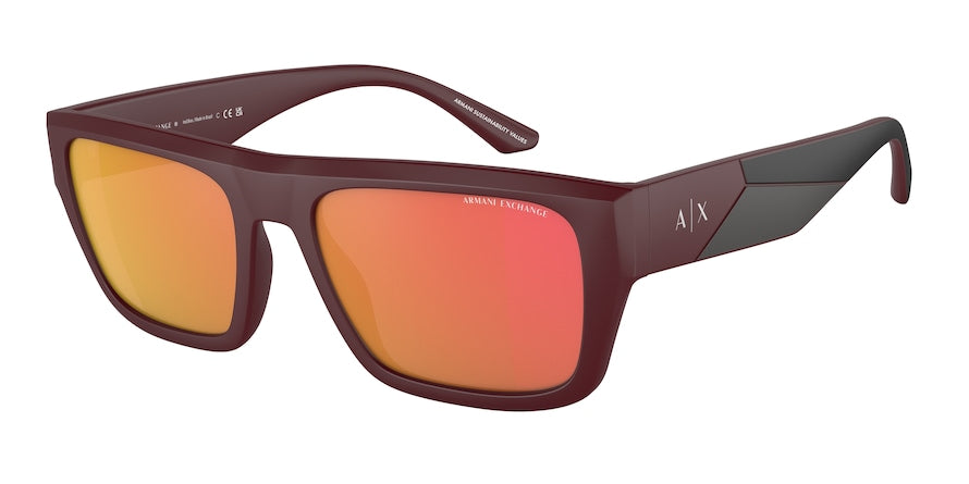 Exchange Armani AX4124SU Rectangle Sunglasses  82746Q-MATTE BORDEAUX 56-19-145 - Color Map bordeaux