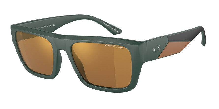 Exchange Armani AX4124SU Rectangle Sunglasses  83016H-MATTE GREEN 56-19-145 - Color Map green