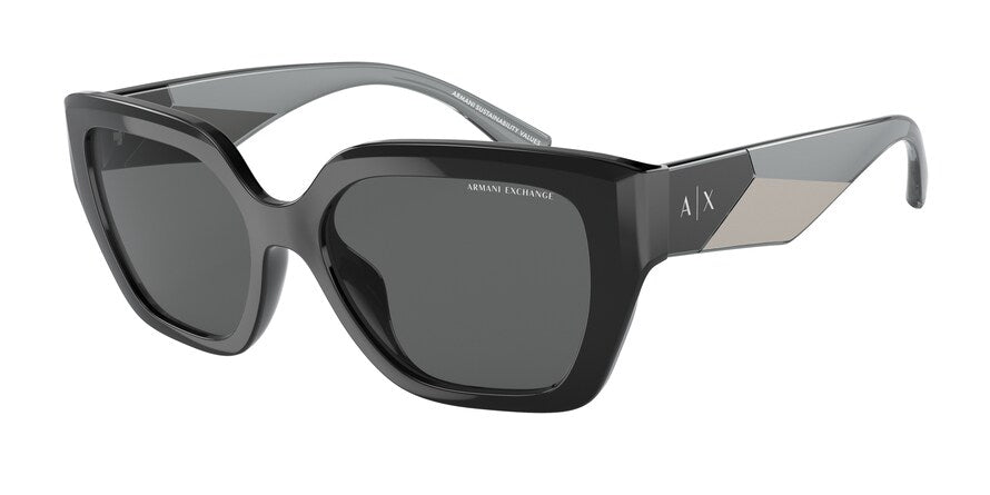 Exchange Armani AX4125SU Rectangle Sunglasses  815887-SHINY BLACK 54-17-140 - Color Map black