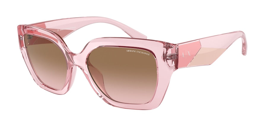 Exchange Armani AX4125SU Rectangle Sunglasses  833911-SHINY TRANSPARENT PINK 54-17-140 - Color Map pink