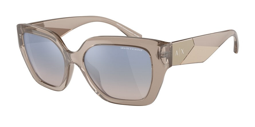 Exchange Armani AX4125SU Rectangle Sunglasses  8340V6-SHINY TRANSPARENT TUNDRA 54-17-140 - Color Map brown