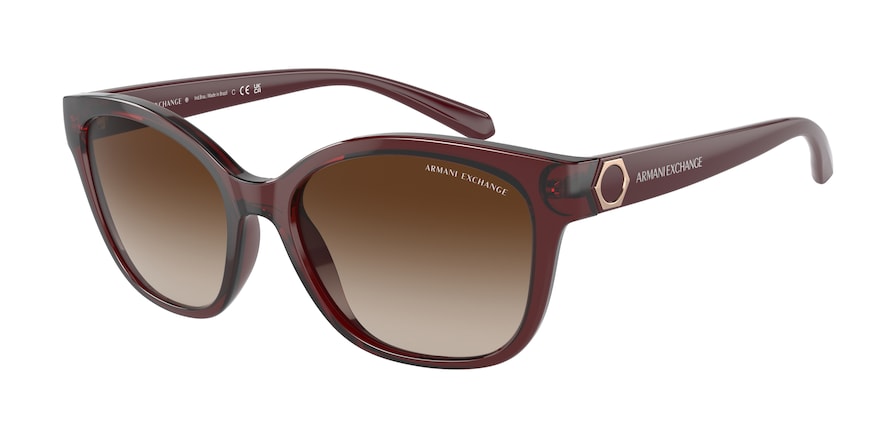 Exchange Armani AX4127S Cat Eye Sunglasses  824113-SHINY TRANSPARENT RED 54-17-140 - Color Map red