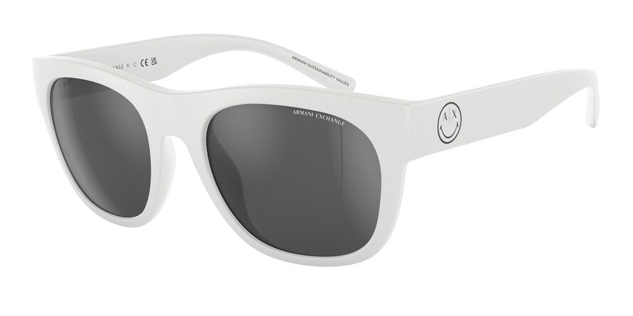 Exchange Armani AX4128SU Pillow Sunglasses  81566G-MATTE WHITE 55-20-145 - Color Map white