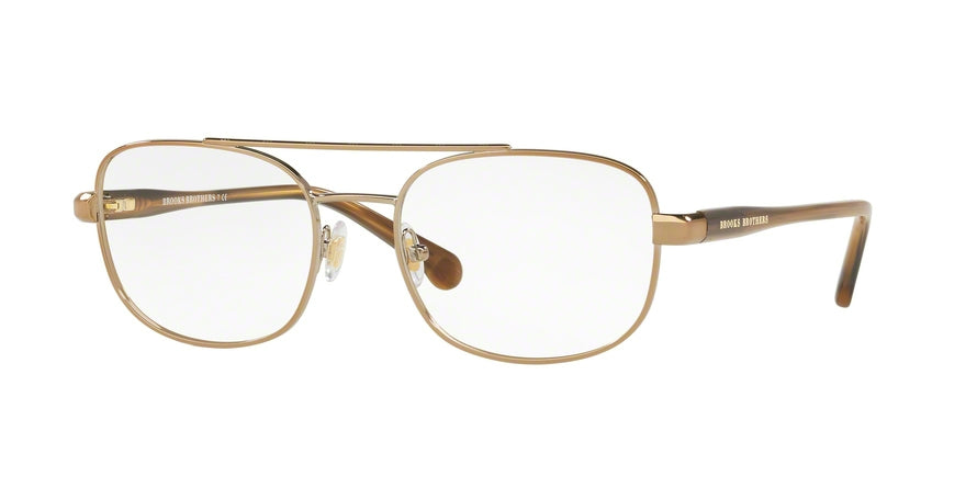 Brooks Brothers BB1050 Pilot Eyeglasses  1677-SAND/LT. BROWN HORN 55-18-145 - Color Map light brown