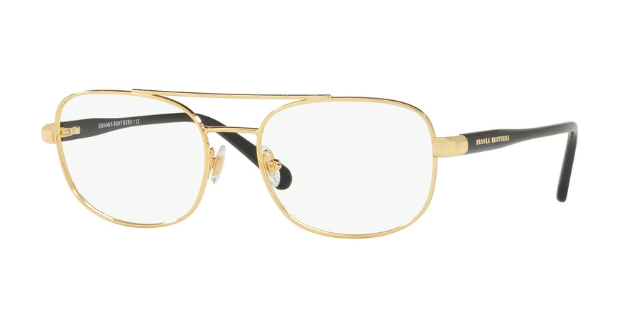 Brooks Brothers BB1050 Pilot Eyeglasses  1678-GOLD/BLACK 55-18-145 - Color Map gold