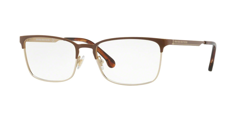 Brooks Brothers BB1054 Rectangle Eyeglasses  1683-BROWN/GOLD 56-18-145 - Color Map brown