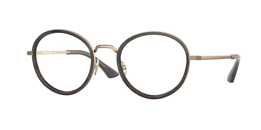 Brooks Brothers BB1085 Round Eyeglasses  1005-MATTE GOLD/BROWN HORN 51-21-145 - Color Map gold