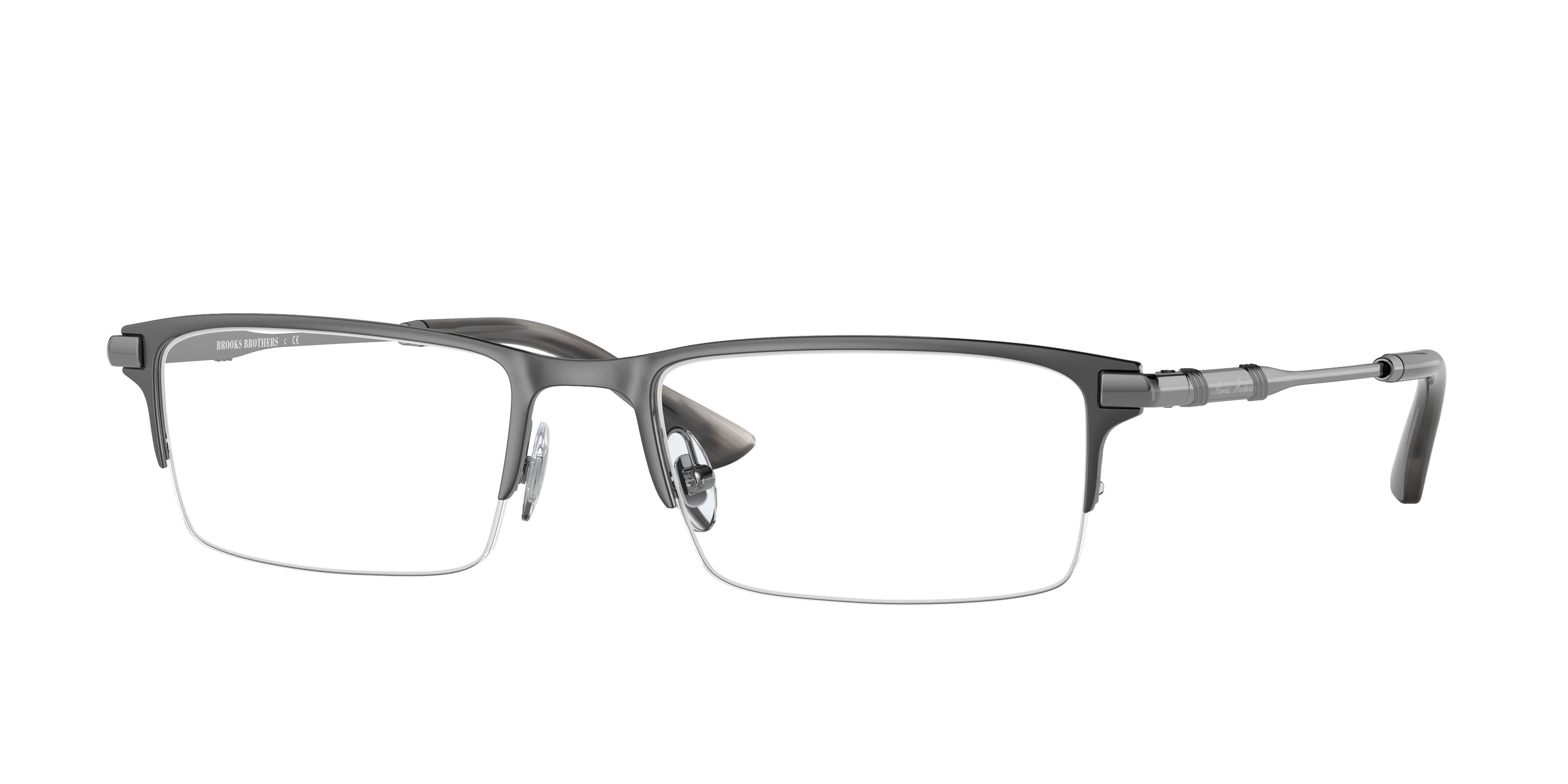 Brooks Brothers BB1087 Rectangle Eyeglasses  1001-Matte Gunmetal 55-145-19 - Color Map Grey