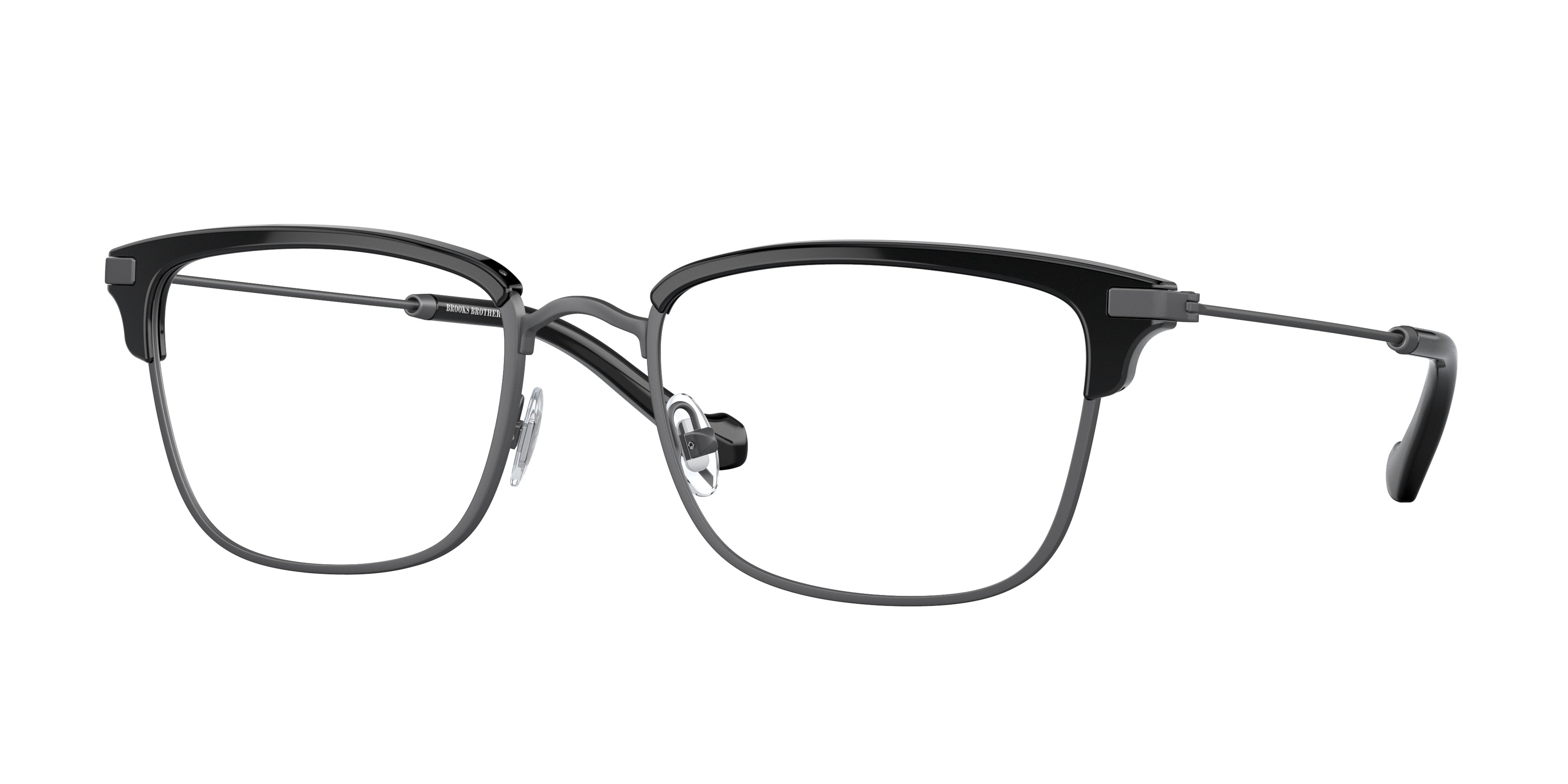 Brooks Brothers BB1101 Rectangle Eyeglasses  1022-Matte Gunmetal / Black 55-145-20 - Color Map Grey