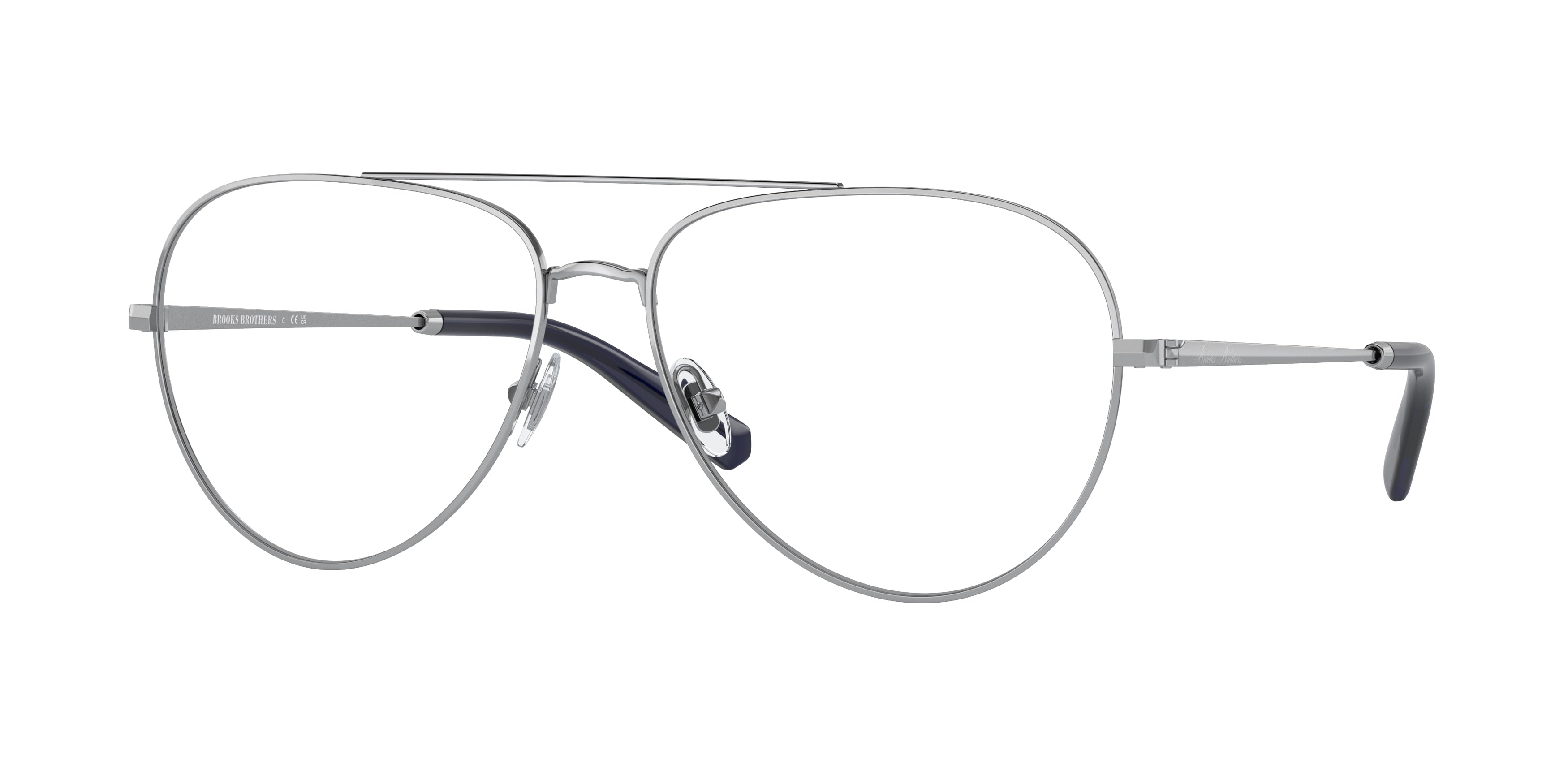 Brooks Brothers BB1106 Pilot Eyeglasses  1025-Shiny Silver 59-145-15 - Color Map Silver