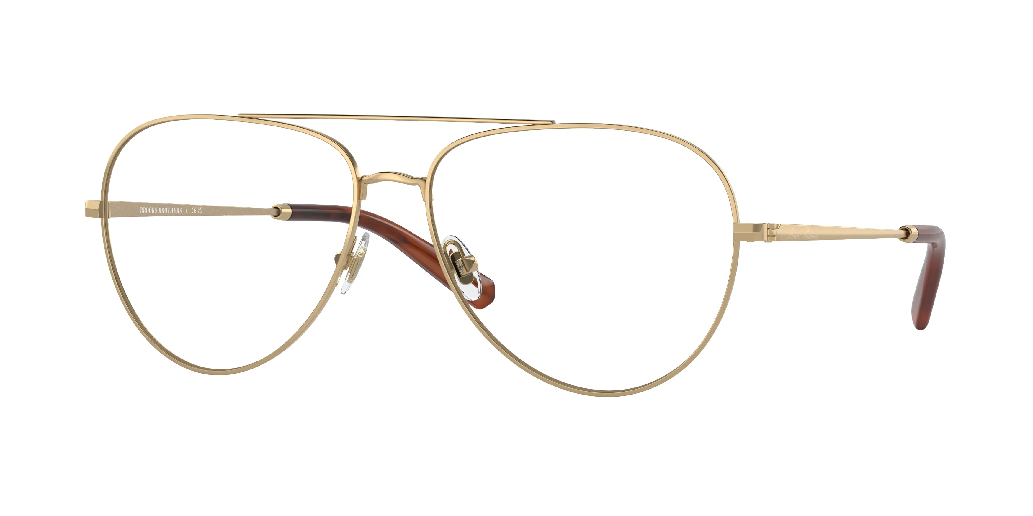 Brooks Brothers BB1106 Pilot Eyeglasses  1039-Satin Gold 59-145-15 - Color Map Gold
