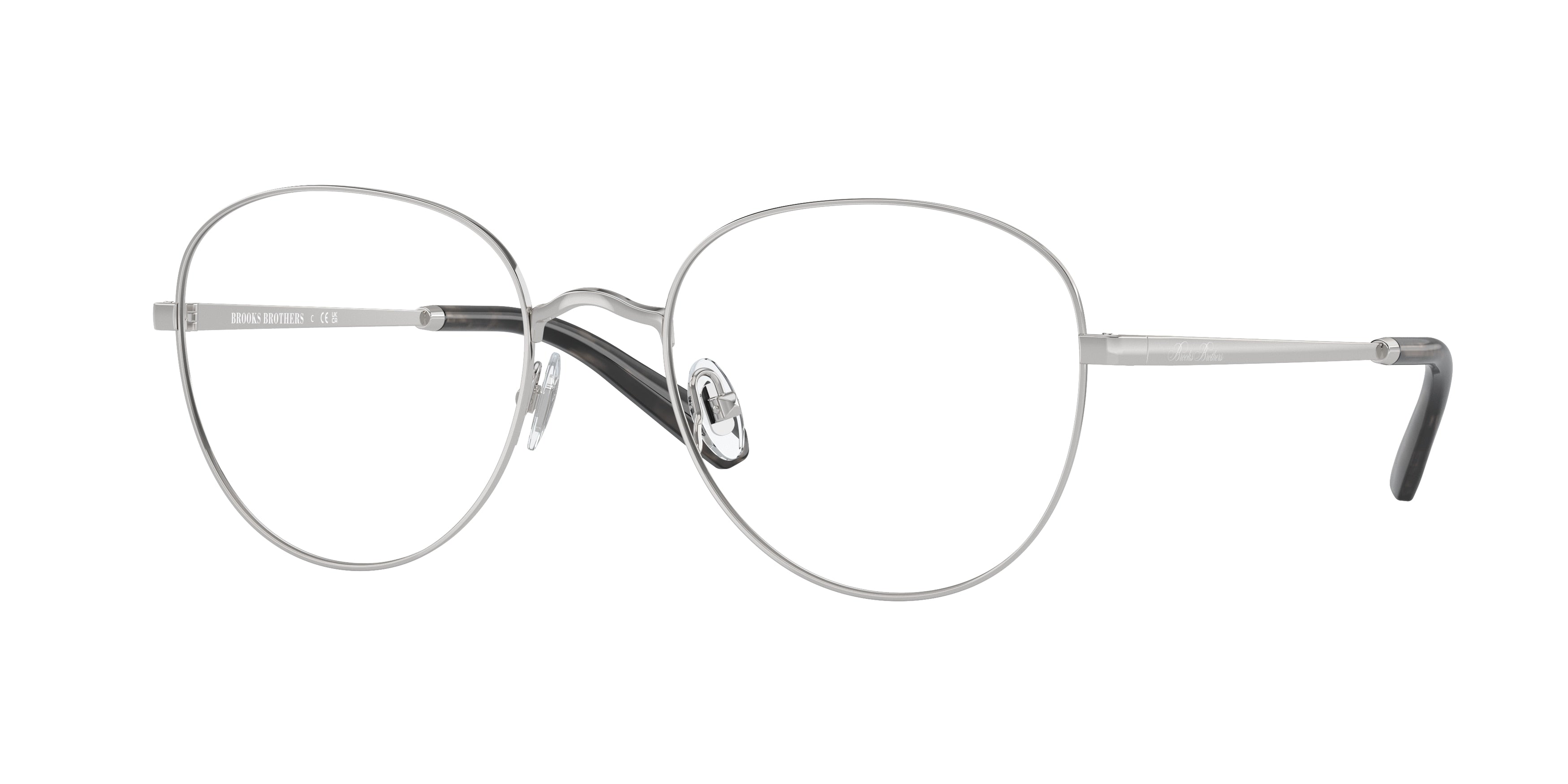 Brooks Brothers BB1111 Round Eyeglasses  1014-Shiny Silver 53-145-19 - Color Map Silver