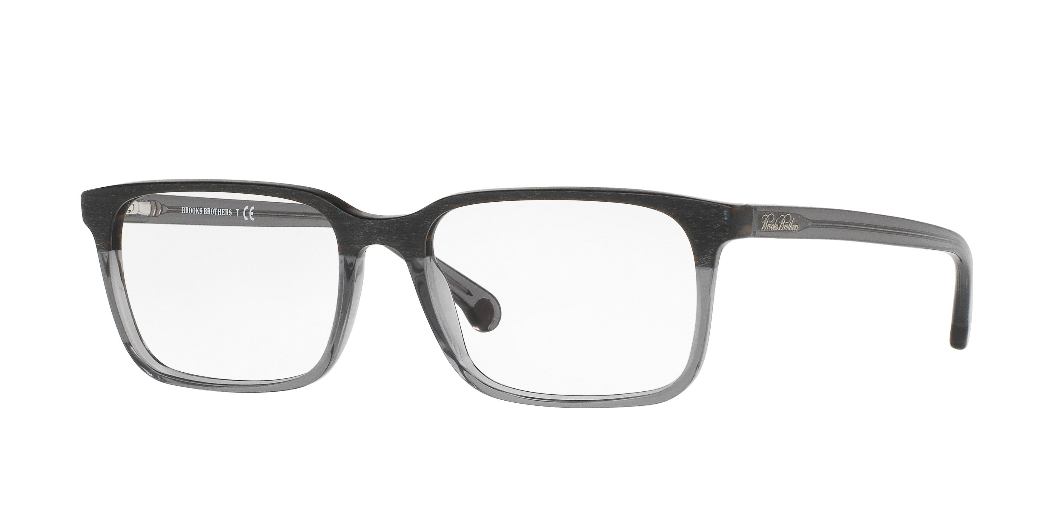 Brooks Brothers BB2033 Rectangle Eyeglasses  6123-Grey Wood/Grey Transparent 56-145-17 - Color Map Grey