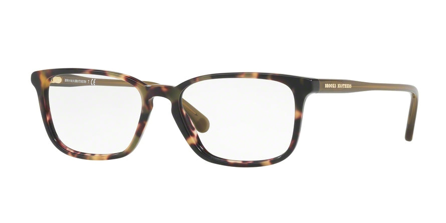 Brooks Brothers BB2036 Rectangle Eyeglasses  6124-RETRO TORTOISE/OLIVE TRANSLCNT 55-17-145 - Color Map havana