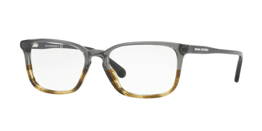 Brooks Brothers BB2036 Rectangle Eyeglasses  6128-GREY BROWN HORN GRADIENT 55-17-145 - Color Map brown