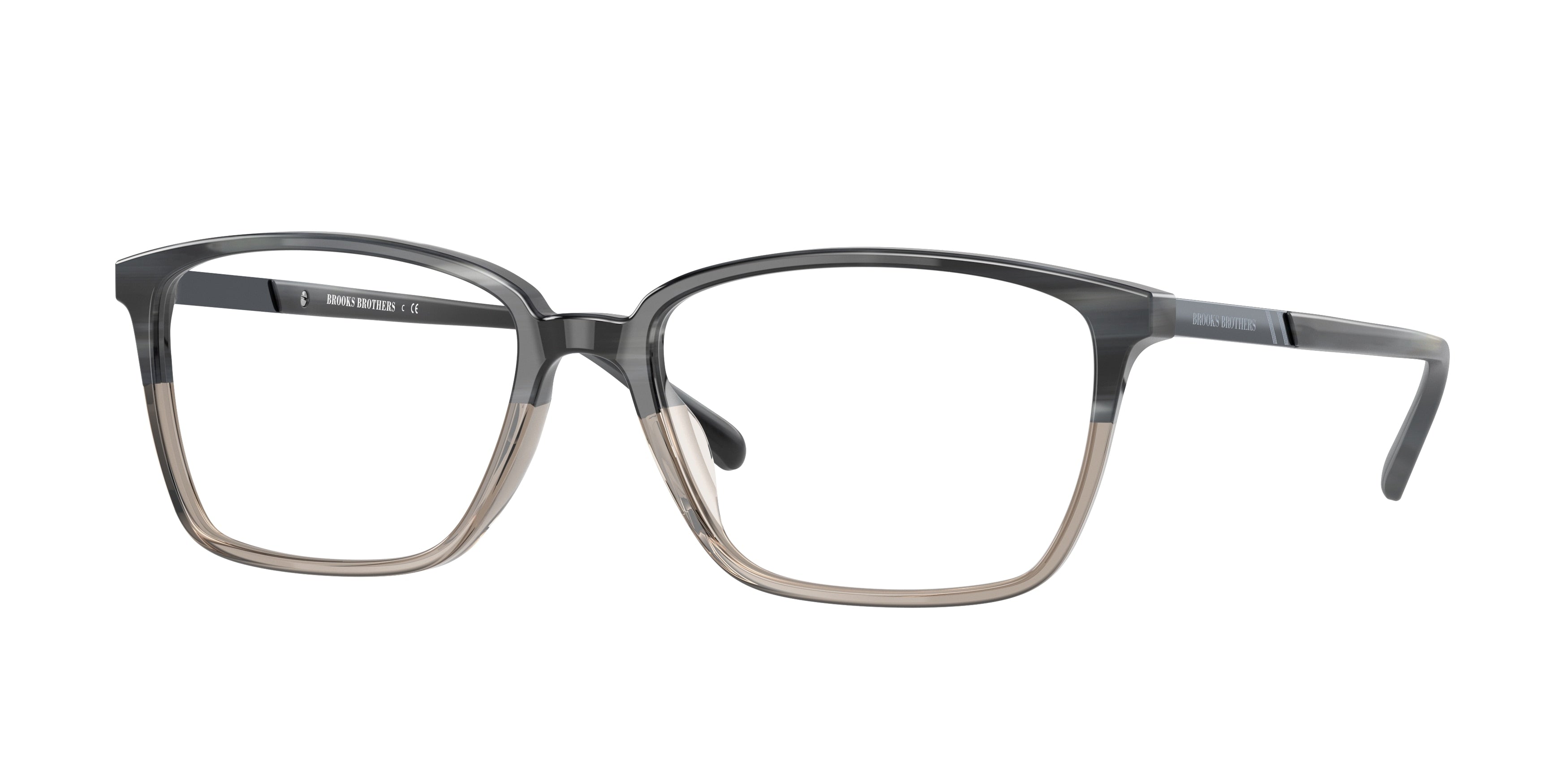 Brooks Brothers BB2053 Rectangle Eyeglasses  6151-Grey Horn Gradient 57-145-17 - Color Map Grey