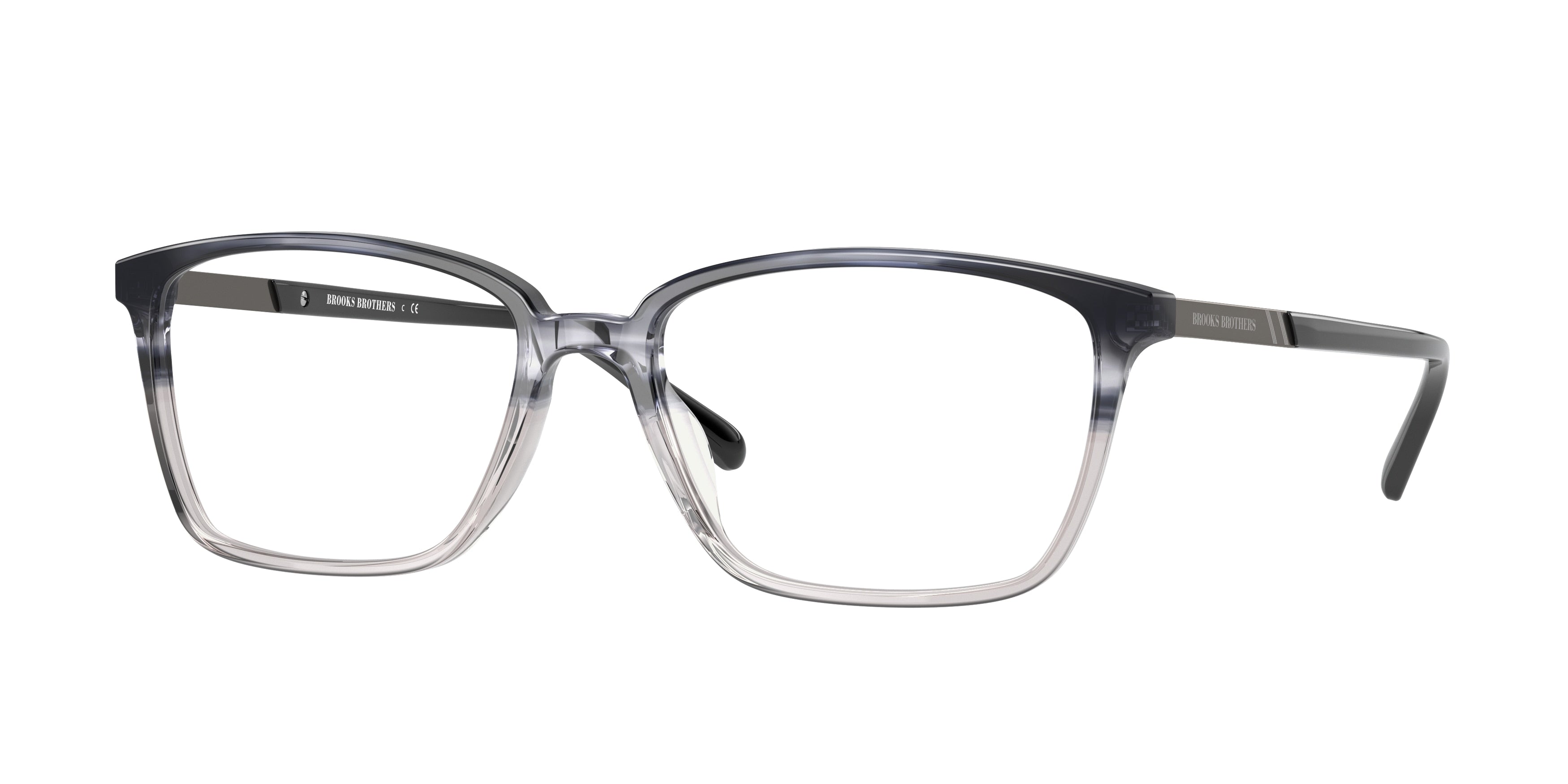 Brooks Brothers BB2053 Rectangle Eyeglasses  6152-Dark Grey Gradient Horn 57-145-17 - Color Map Grey