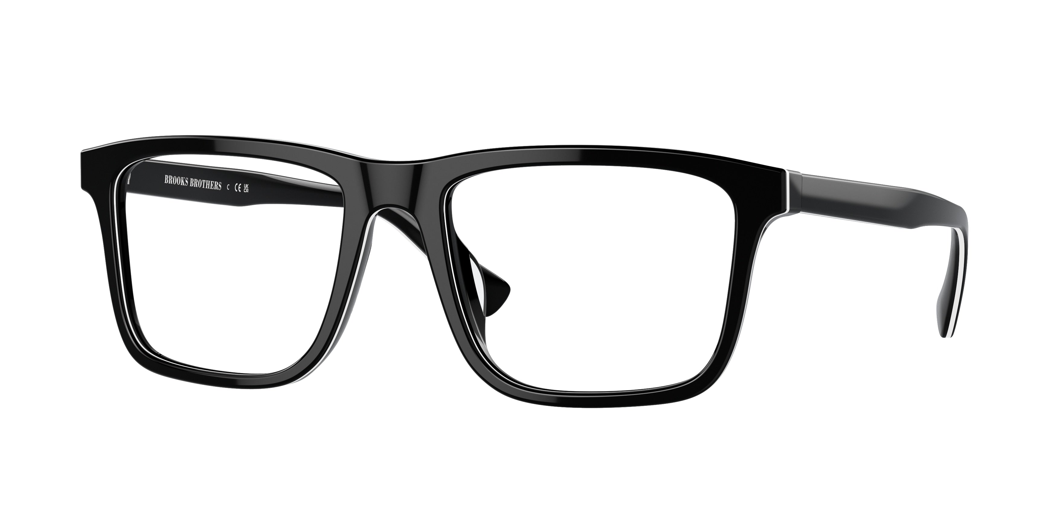 Brooks Brothers BB2062U Square Eyeglasses  6007-Black White Laminate 55-145-19 - Color Map Black