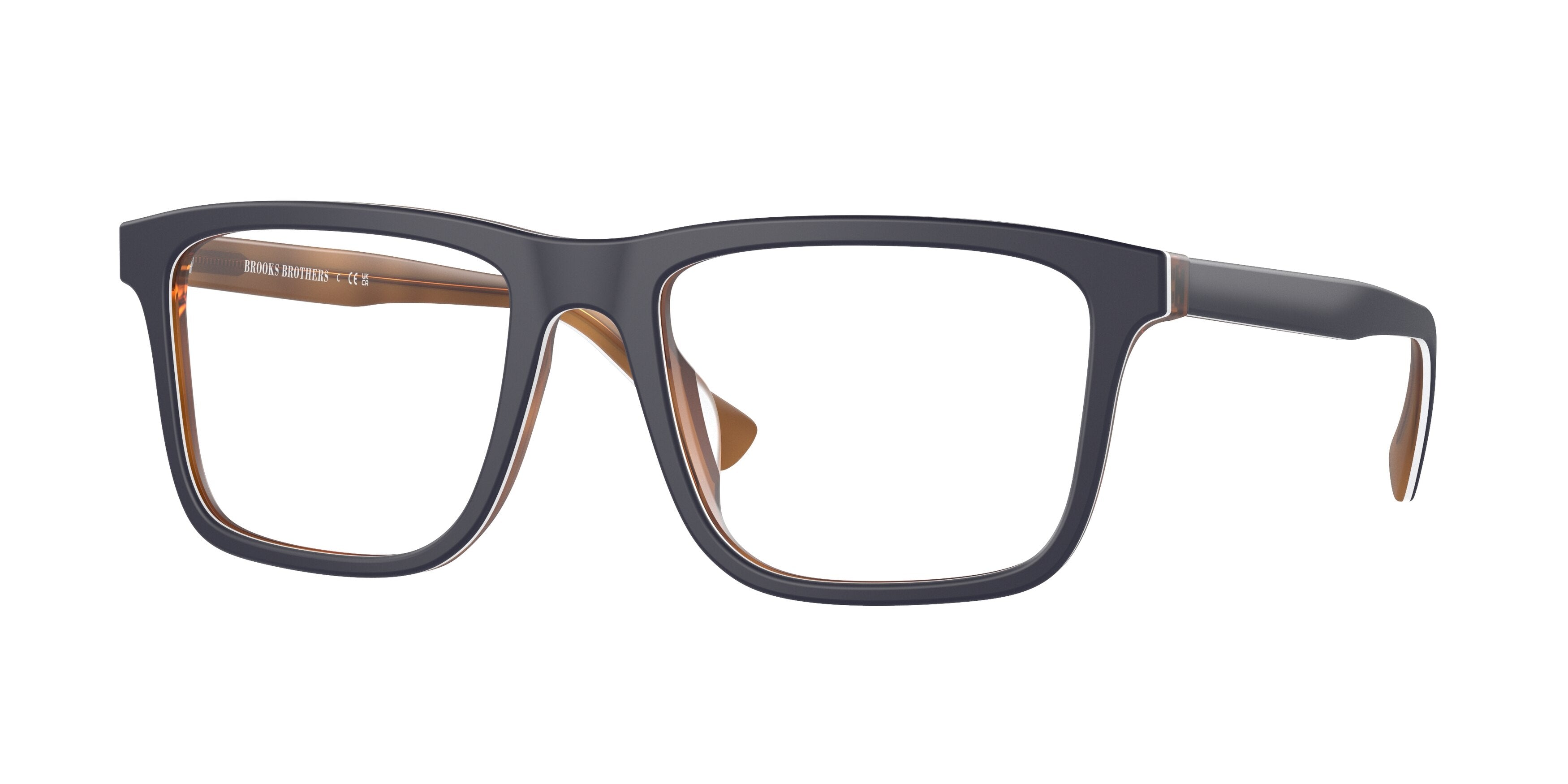Brooks Brothers BB2062U Square Eyeglasses  6147-Matte Navy Laminate 55-145-19 - Color Map Blue