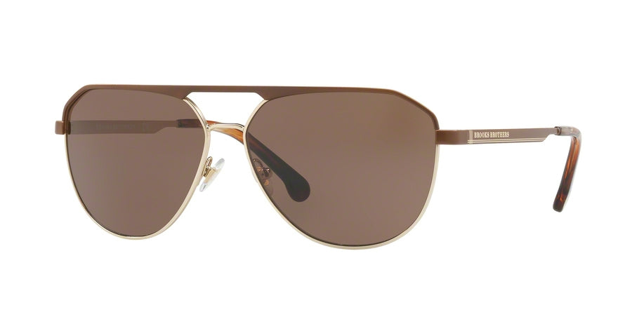 Brooks Brothers BB4044S Pilot Sunglasses  168373-BROWN/GOLD 60-13-140 - Color Map brown