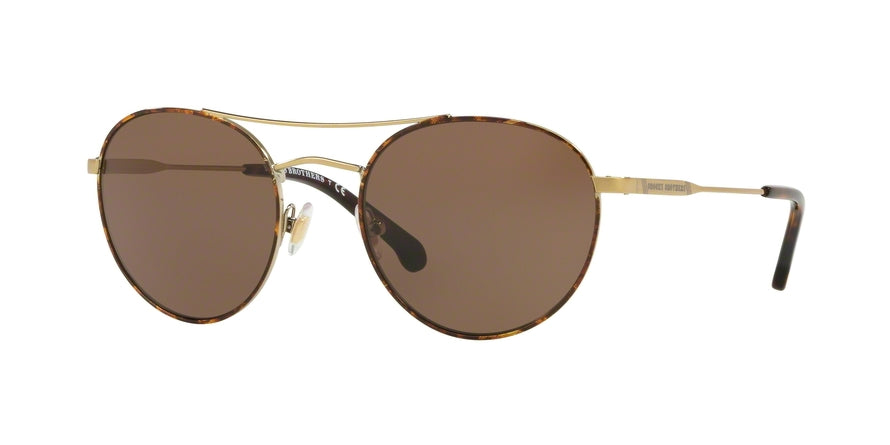 Brooks Brothers BB4048 Round Sunglasses  152873-BRUSHED GOLD/TORTOISE FOIL 52-20-140 - Color Map gold
