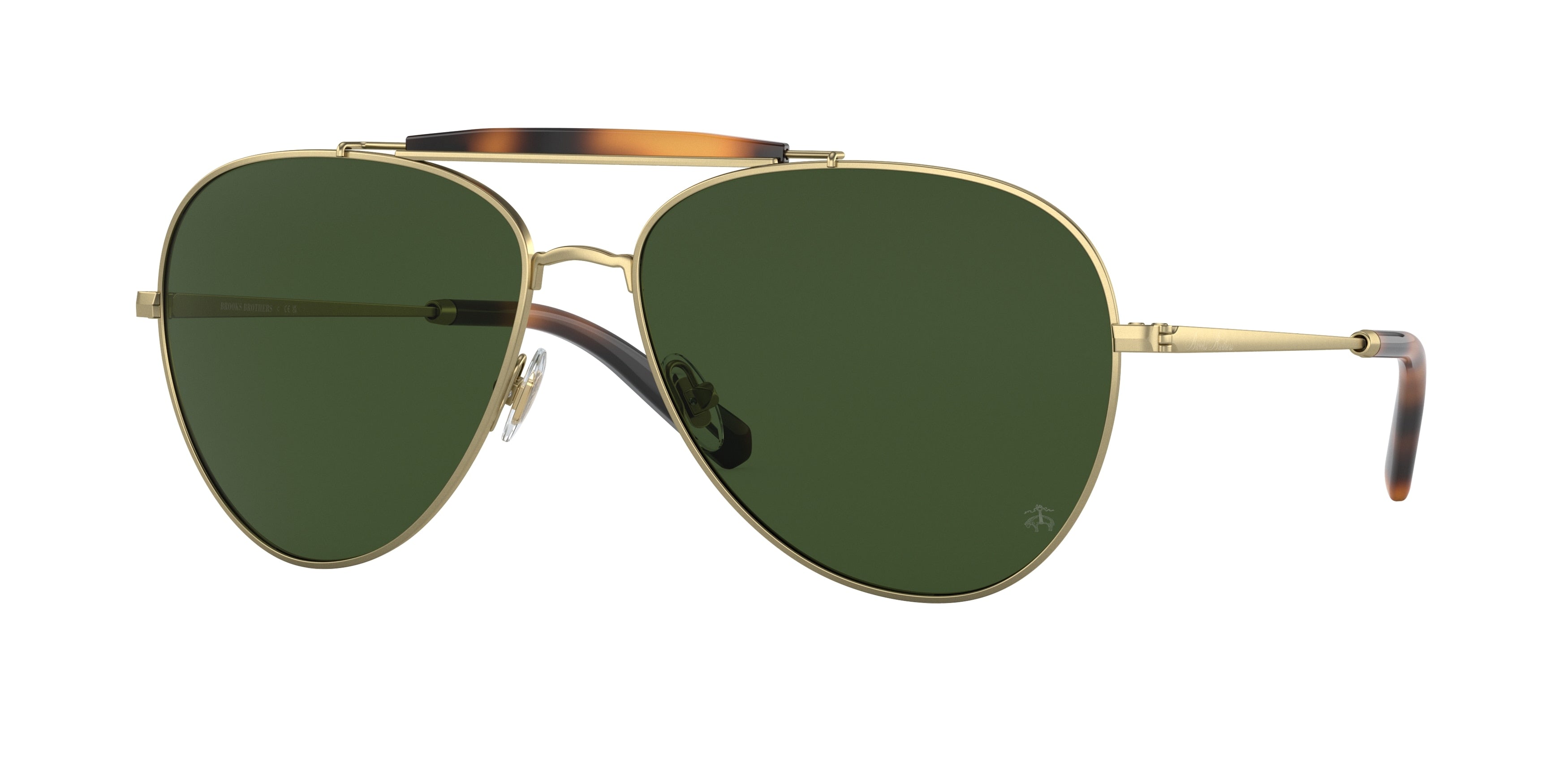 Brooks Brothers BB4062 Pilot Sunglasses  103371-Matte Gold 59-145-15 - Color Map Gold