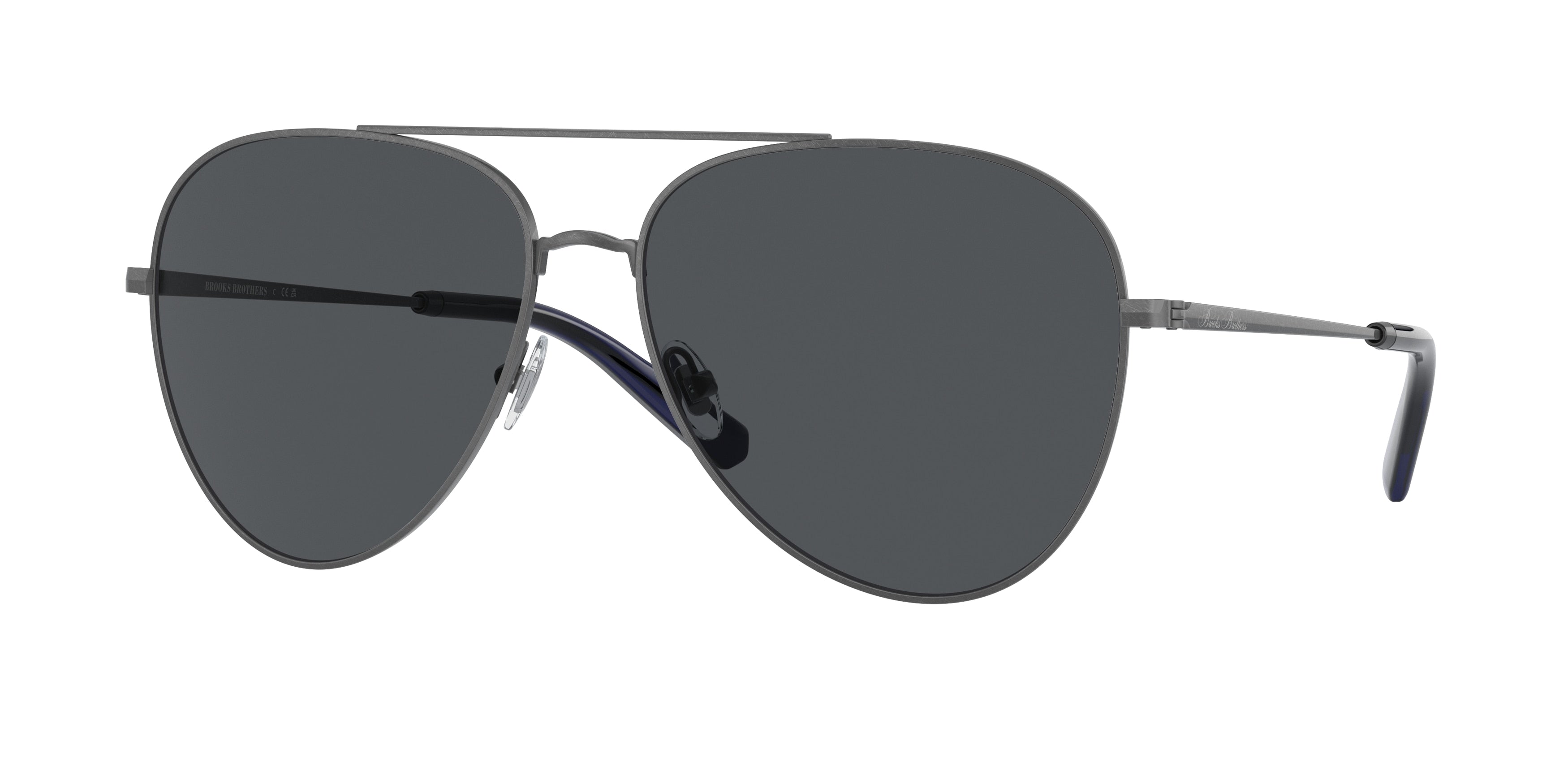 Brooks Brothers BB4064 Pilot Sunglasses  102887-Antique Gunmetal 60-145-15 - Color Map Grey