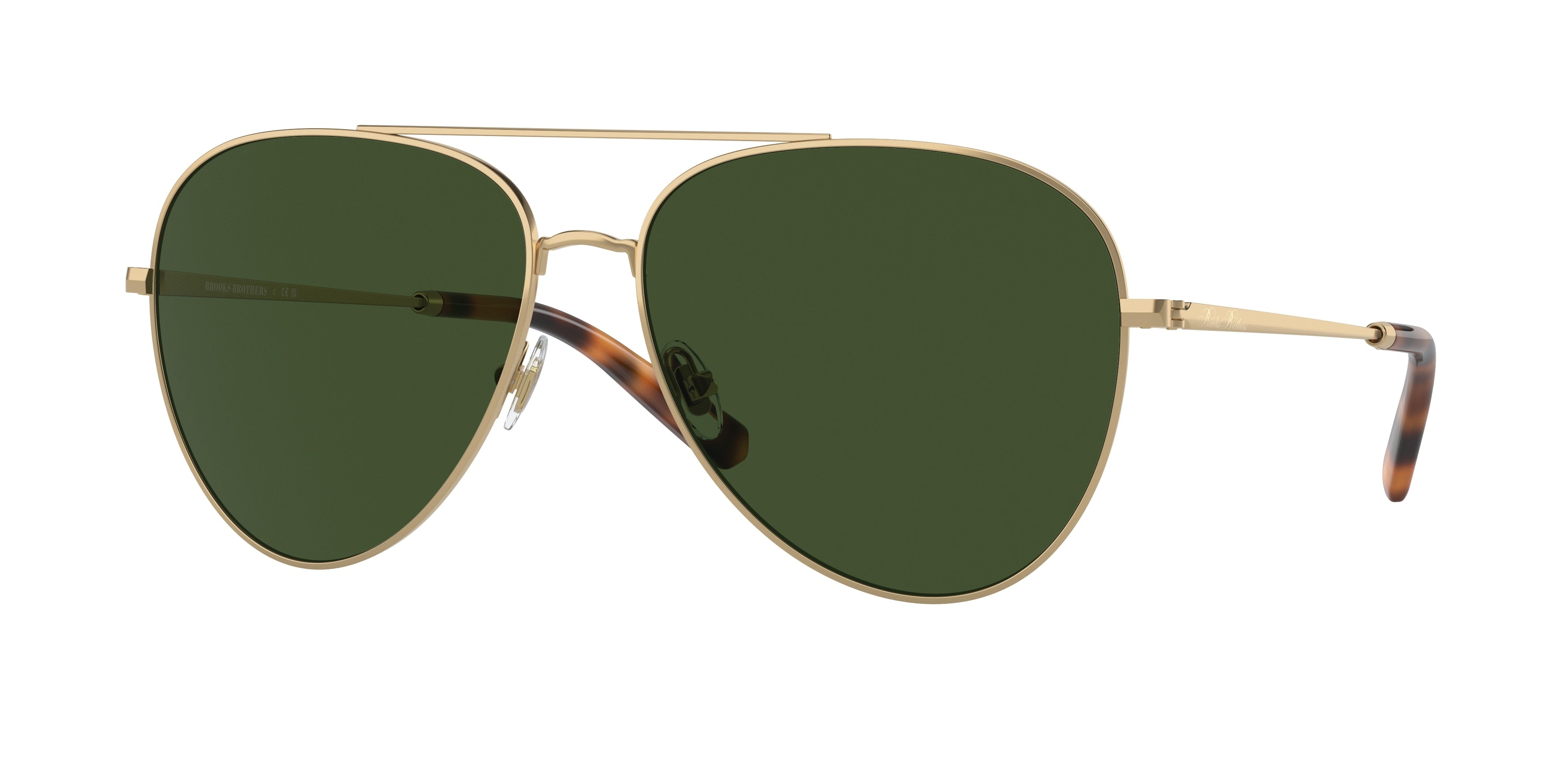 Brooks Brothers BB4064 Pilot Sunglasses  103971-Satin Gold 60-145-15 - Color Map Gold
