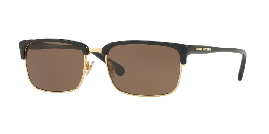 Brooks Brothers BB5035S Rectangle Sunglasses  613073-BLACK/GOLD 55-17-145 - Color Map black