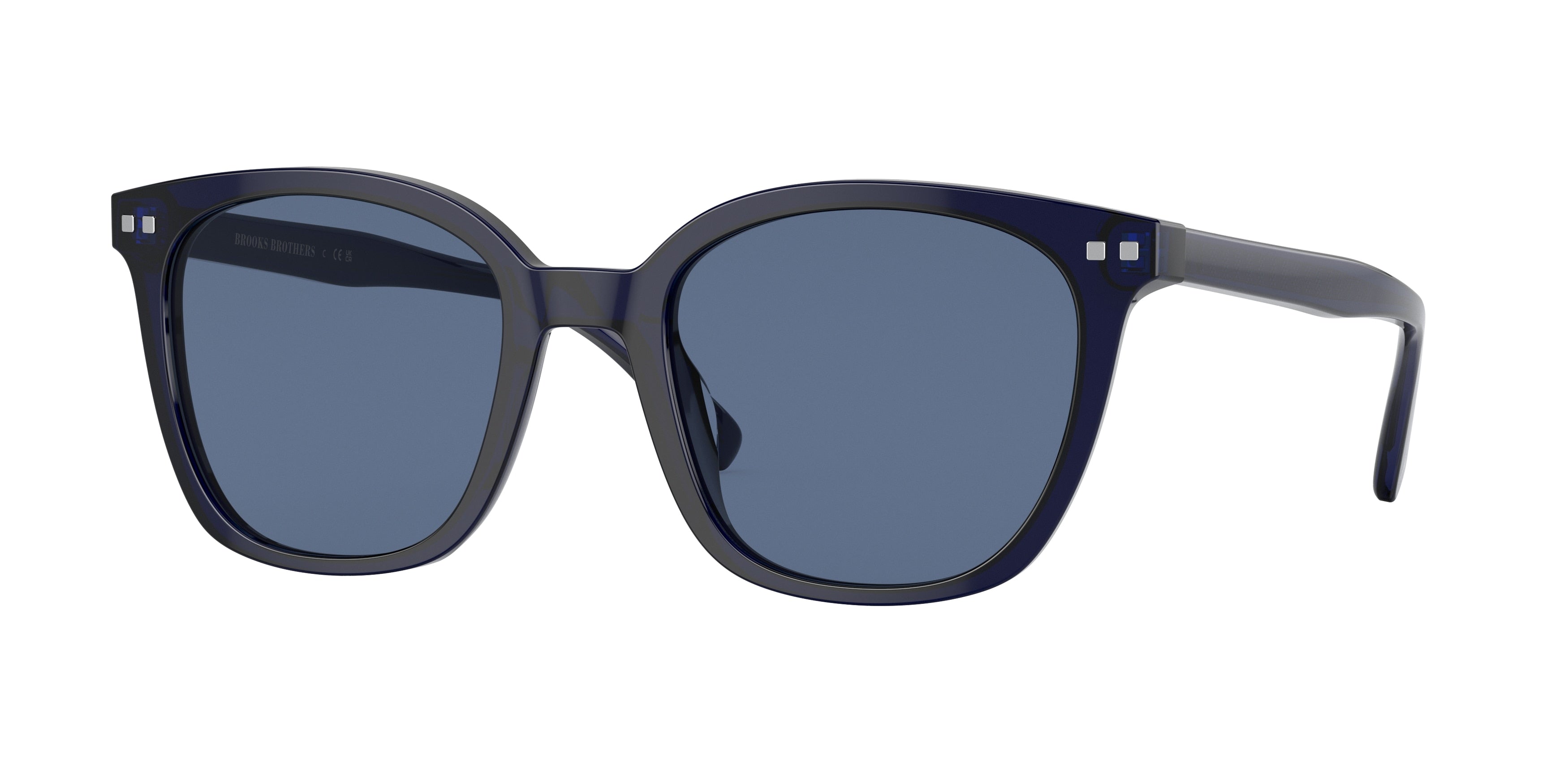 Brooks Brothers BB5046 Square Sunglasses  615380-Transparent Navy 53-145-21 - Color Map Blue