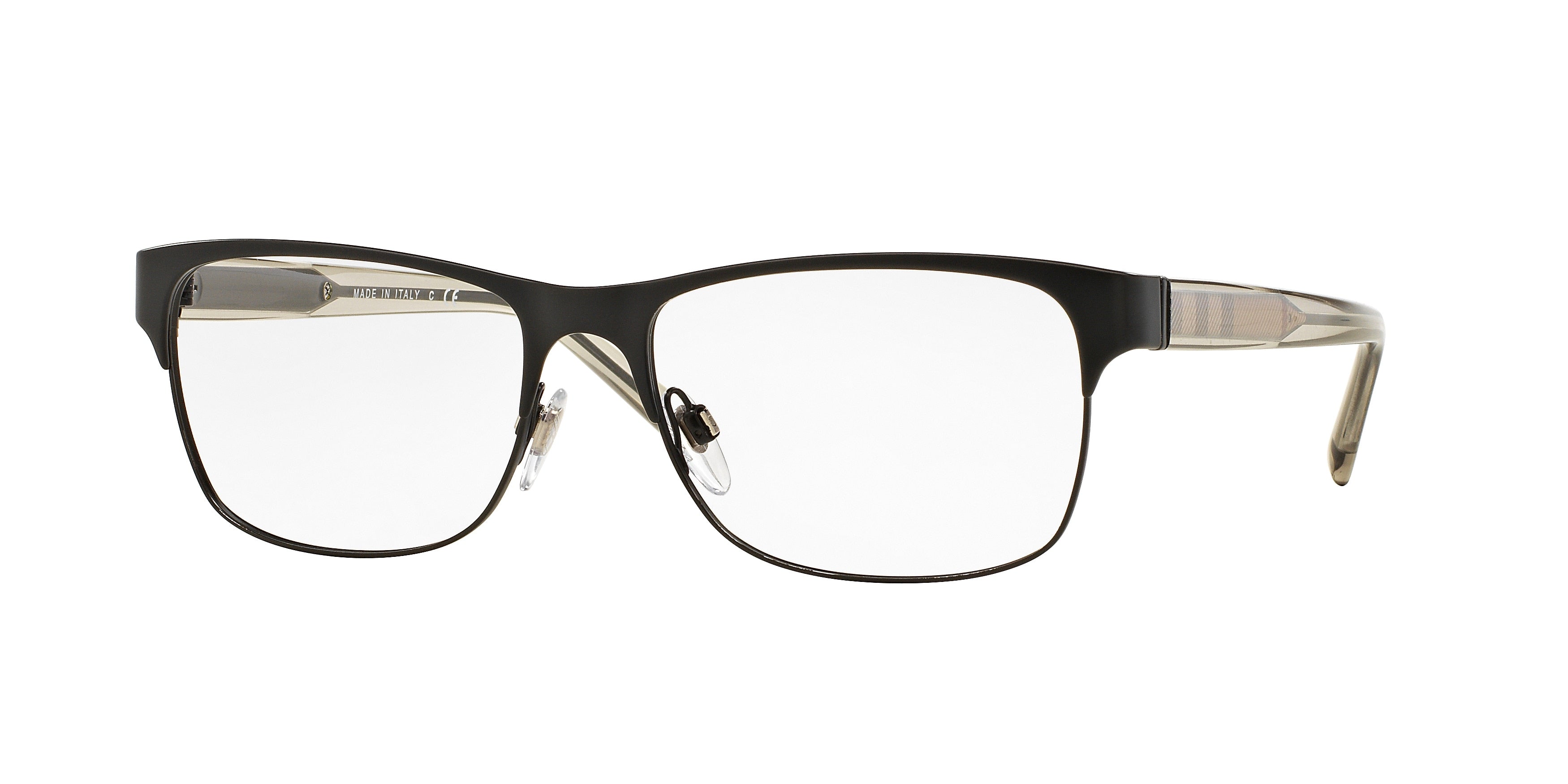 Burberry BE1289 Rectangle Eyeglasses  1007-Matte Black 54-140-16 - Color Map Black
